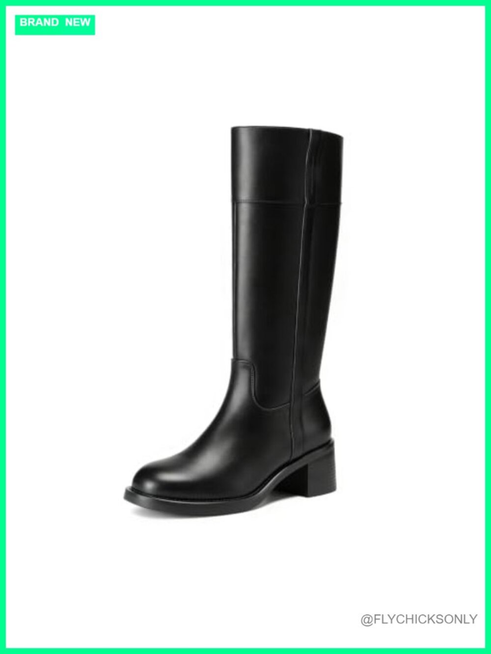 Knee High Platform Boots Chunky Block Heel Side Zip Tall Faux Leather